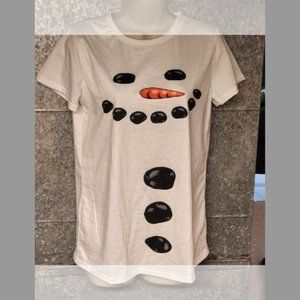 Snowman Maternity White Short Sleeve Top Womens Size Medium